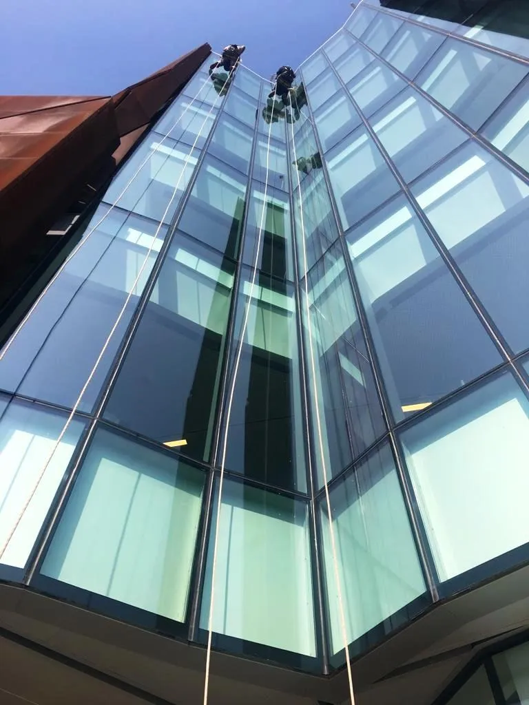 limpieza profesional en altura con cuerda